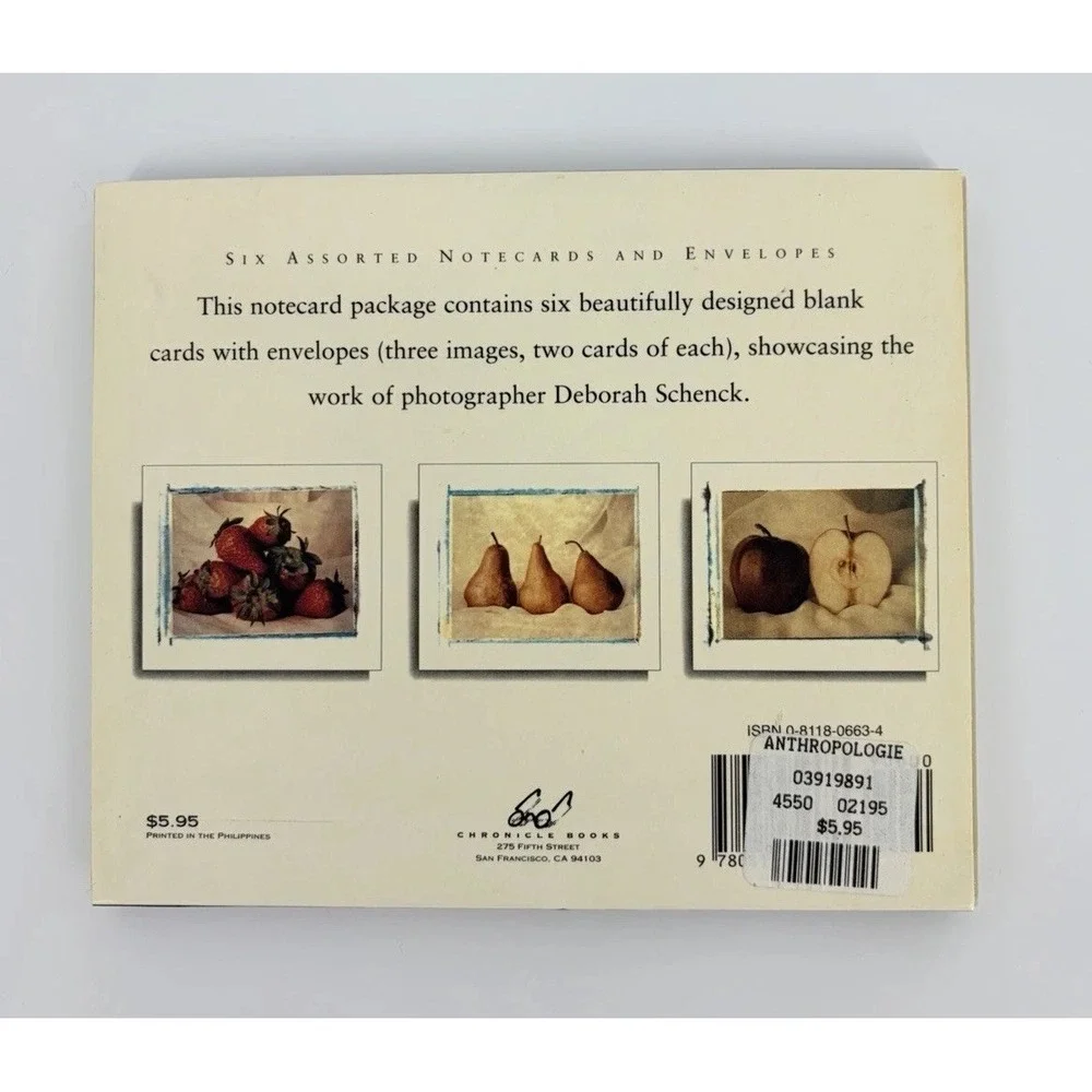 Anthropologie Art Cards Deborah Schenck Notecards and Envelopes Fruit and Floral